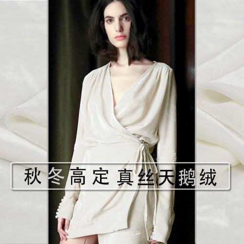 Telas High Quality 100% Silk Velvet Fabric Curtains And Dress silk Fabric white Textile Fabric For Sewing Material Wholesale