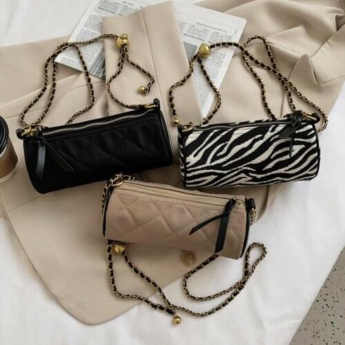 Zebra-Stripe Crossbody Bag Women Shoulder Purse Cylinder Pocket Soft Spring Decorative Messenger Bags for Work Shopping
