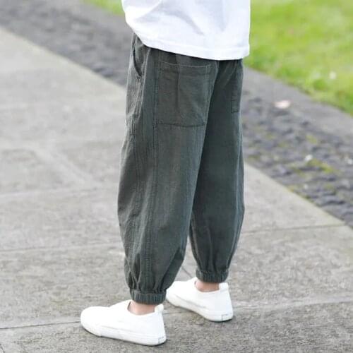 VIDMID Baby kids Boys' pants summer thin childrens loose cotton hemp anti mosquito pants baby leisure sports trousers P4861