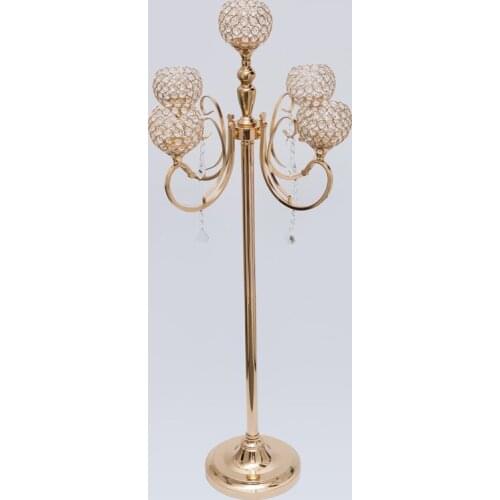 1.3Meter Tall Wedding Crystal Candelabra Candle Holder wedding Centerpiece Gold candelabrum Banquet road lead 10pcs/lot