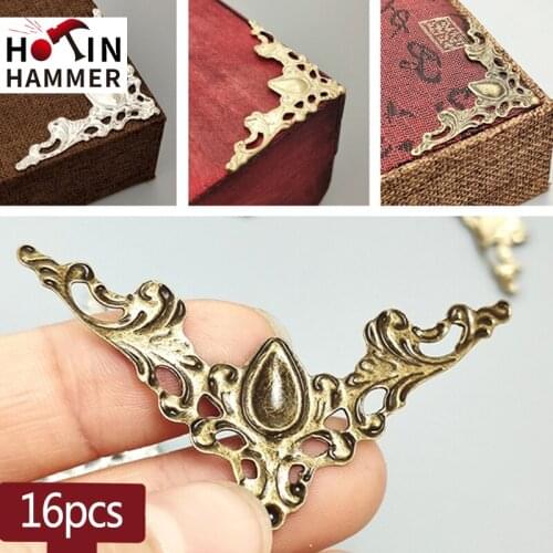 16pcs Diy Craft Corners Cut Antique Brass Silvery Golden Jewelry Box Wine Wooden Case Book Scrapbook Photo Frame Corner Crafts