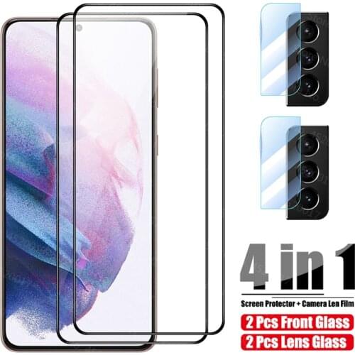4 IN 1 Tempered Glass For Samsung Galaxy S21 S20 Plus Ultra 5G S21 FE Camera Film Screen Protector For Samsung S21 S20 FE Glass