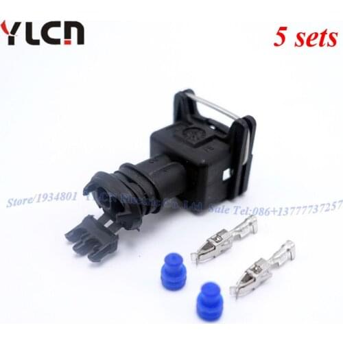 5 Sets Kits 2Pin Way Electrical Fuel Spray Nozzle Connector Waterproof Connectors 282189-1