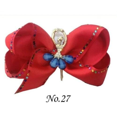 50 BLESSING Girl Rhinestone Rainbow 4.5" Diamond ABC Hair Bow Clip Ballet