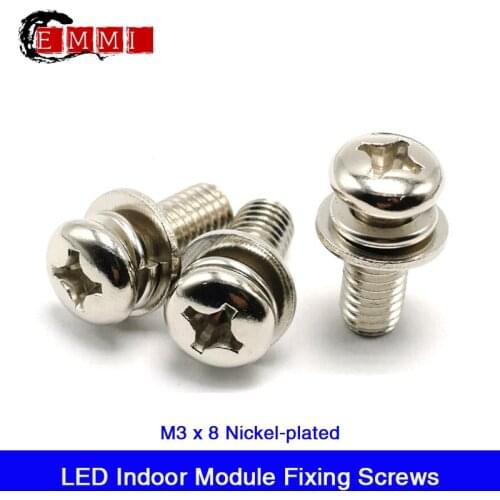 500pcs/lot M3x8 Combination screw Nickel-plated for LED Indoor module