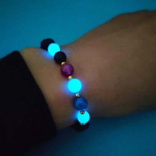 New Glow In The Dark Beads Women Charm Bracelet Jewelry Handmade Multicolor Natural Volcanic Stone Luminous Bracelets Accesories