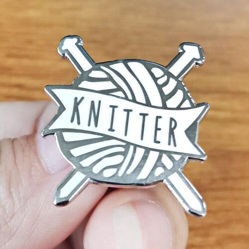 Knitter lapel pin