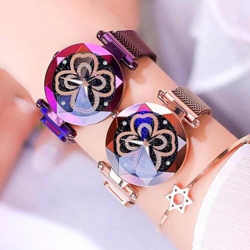 Women Magnetic Starry Sky Lucy Flower Watches Luxury Fashion Quartz Watches For Gift Clock Relogio Feminino