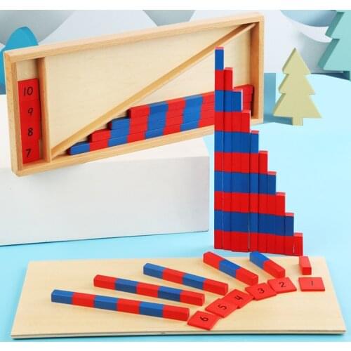 Numerical Rods Baby Toy Montessori Mathematics Red & Blue Rods Bar Math Toy Learning & Education Classic Wood Kids Toys