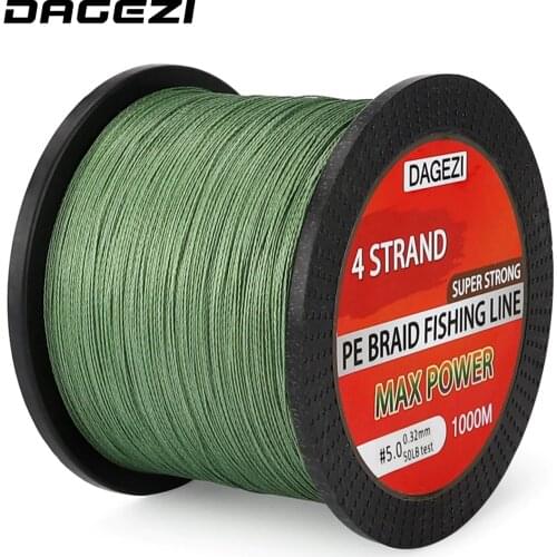 DAGEZI 4 strands 1000m 100% PE Braided Fishing Line 10-80LB Super Strong Japanese 6 colors Multifilament brand fishing lines