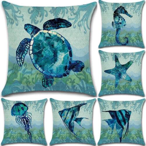 Decor Cushion world underwater Home Case Linen Cover Pillow Cotton Sofa
