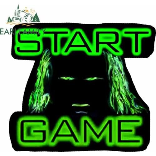 EARLFAMILY 13cm x 11.7cm for Start Game Green Cat Car Stickers Laotop Windshield Decal Cartoon Motorcycle Anime Vinyl Car Wrap