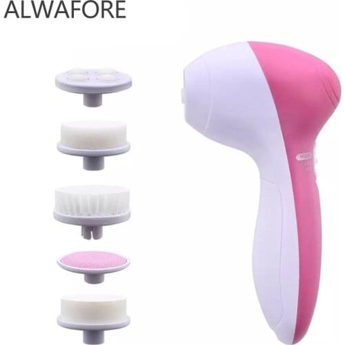 5-in-1 Electric Facial Cleaning Device Wash Face Machine Skin Pore Cleaner Body Cleaning Massage Mini Skin Beauty Massager Brush