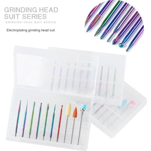 TIANMI Rainbow Diamond Nail Drill Bits 3/32" Milling Cutter for Electric Manicure Grinder Cuticle Remover Rotate Accessories