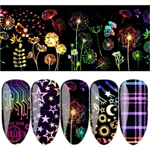 4*92.5cm/Roll Holographic Nail Foil Flame Star Fireworks Sticker Decal Thin Laser Stripe Sticker Diy Nail Art