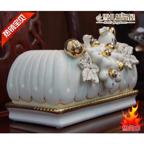 Guci new European high-grade gold ceramic grape pumping paper towel box Home Furnishing wedding craft ornaments napkin box