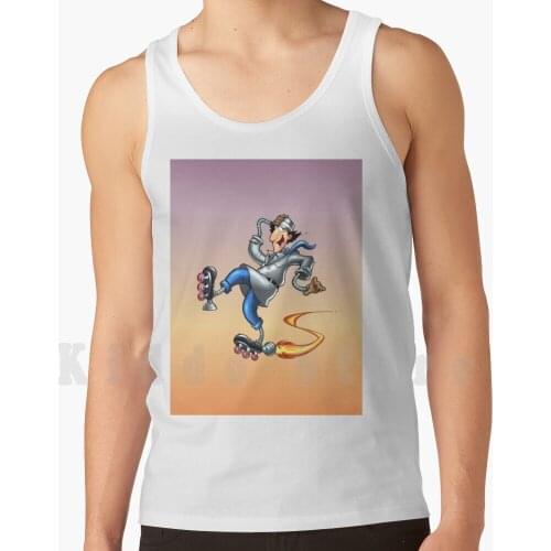 Inspector Gadget On / Orange Purple Tank Tops Vest 100% Cotton Franchise 80 80s Eightees Entertainment Animated Series