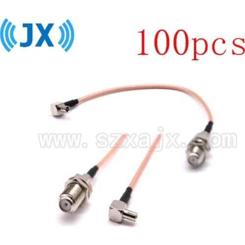 JX 100 Pieces RF cable F to TS9 cable F female to TS9 right angle RG316/RG174 Pigtail cable for Huawei 3G/4G USB Modem