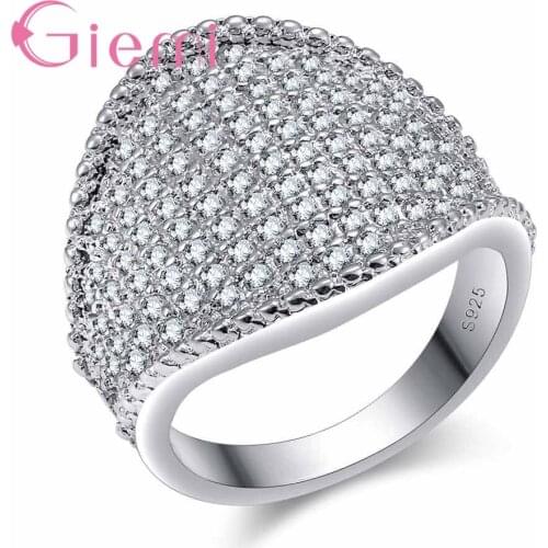 Classic Fashion Geometric Shape Crystal Ring Engagement Bridal Wedding Ceremony Jewelry 925 Sterling Silver and CZ