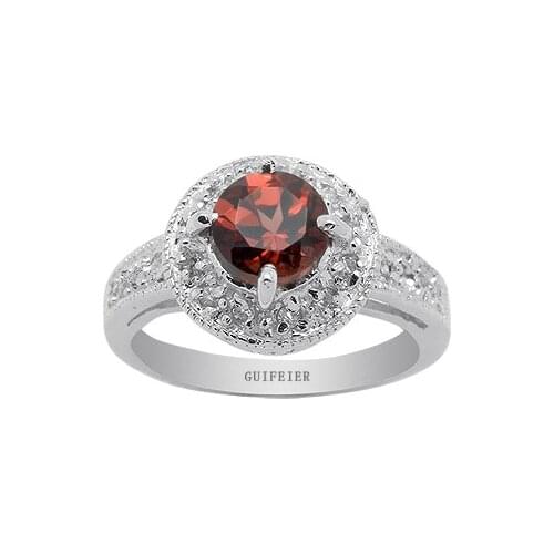100% Natural VVS Grade Garnet Ring for Daily Wear 6mm Garnet Silver Ring 925 Silver Garnet Jewelry Fashion Crystal Jewelry