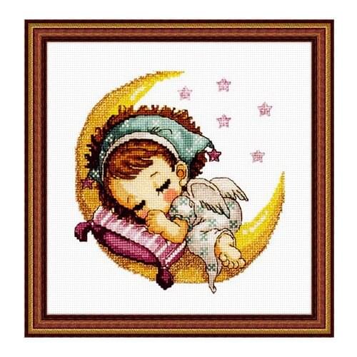 Cute Girl A073 Fishxx Cross Stitch Kit Moon Little Angel Bedroom Decoration Painting