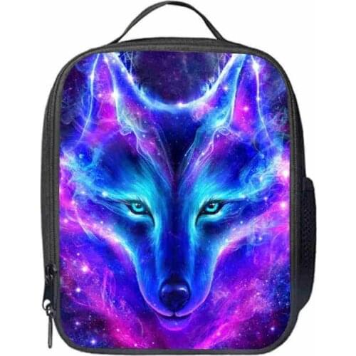 Elementary school lovely outdoor lunch bag The wolf pattern childrens lunch bag kindergarten portable lunch box bag