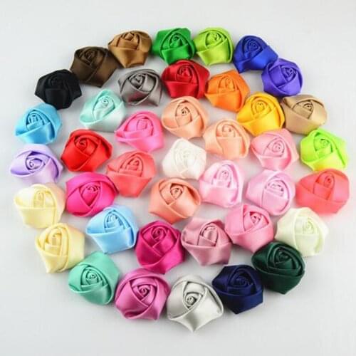 Cheap 500Pcs/lot DIY Hand Made DIA 3.5CM Satin Rose Artificial Ribbon Flower For Make Bridal Bridesmaid Wedding Bouquet Decor