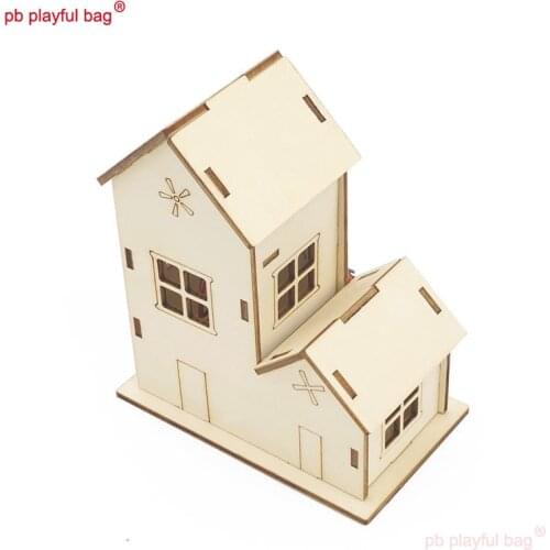 PB Playful Bag Steam education Electric Colorful light house wooden assemble building block Childrens Toys Creative gift UG77