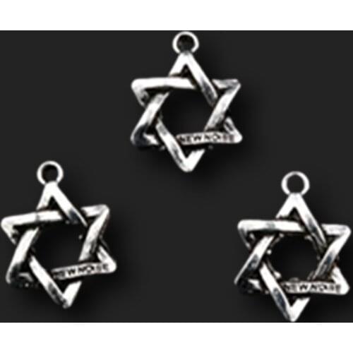 20pcs Silver Color Heart Of David Pendants Retro Necklace Earrings Metal Accessories DIY Charms Jewelry Crafts Making A589