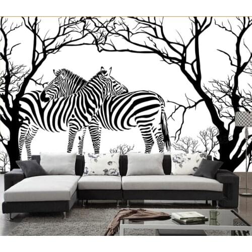 Custom zebra wallpaper, black and white anaglyph abstract tree zebra murals for the sitting room bedroom wall papel DE parede