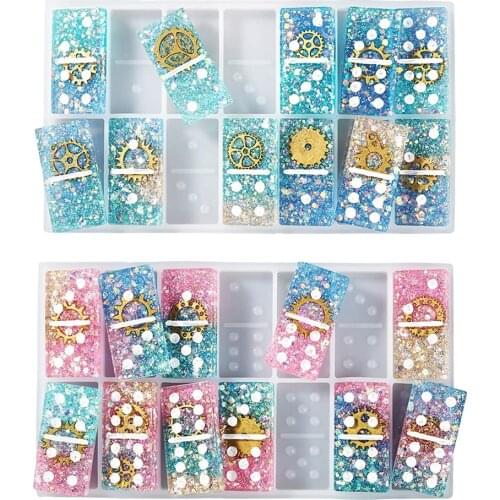 Resin Molds Domino Double Epoxy Resin Silicone Game Fondant & Gum Paste Soft Rubber Soap Molds DIY for Personlized Dominoes