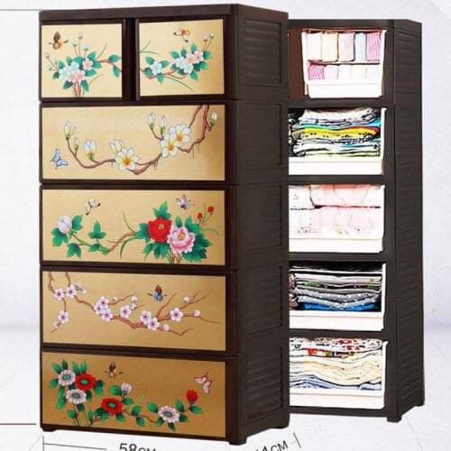 Retro-chinese Drawer Receiver Wardrobe Plastic Clothes Cleaning Box Storage Cabinet Five-bucket Cabinet