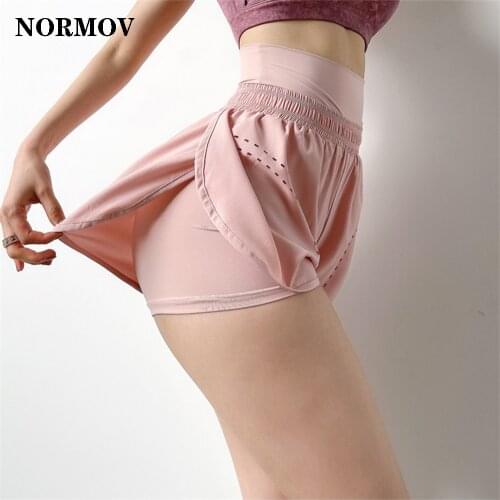 NORMOV High Waist Yoga Shorts Leggings 2 IN 1 Fitness Athletic Short Women Super Spoft Sport Shorts Gym Running Workout Clothes