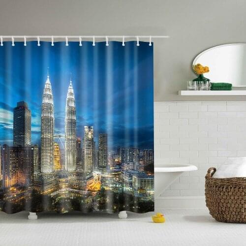 Tourism City Castle Beautiful Scenic Frabic Waterproof Polyester Shower Curtains Cortina Ducha With Hooks Bathroom Curtain