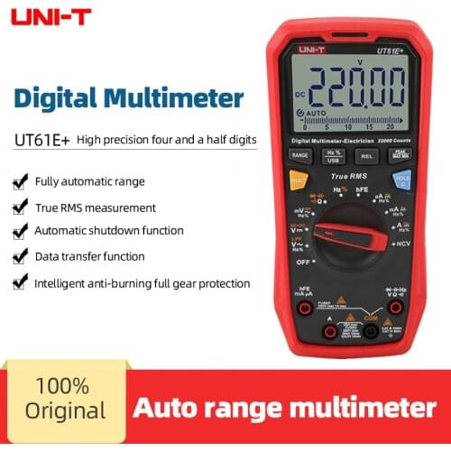 UNI-T Digital Display Multimeter 1000V 22000 Counts NCV hFE Auto Range Voltage Current UT61E+ High Precision Tester USB
