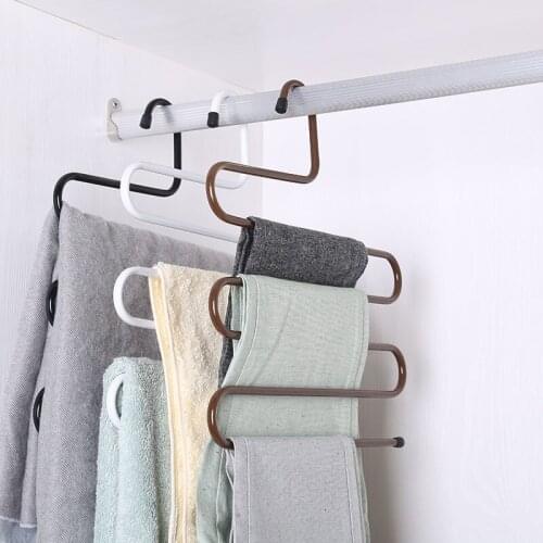 3D Space Saving Hanger Magic Clothes Hanger Multi-Layer Magic Non-Slip S-Type Pants Clip Hanger Multi-Function Wardrobe Storage