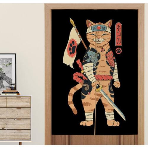 Japanese Biparting Open Door Curtain Fabric Home Telescopic Rod Screen Partition Bathroom Sushi Hotel Kitchen Restaurant Decor