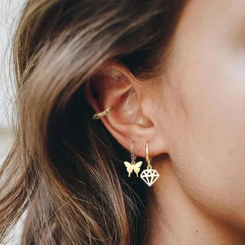 GorGor Clip Earrings Women 925 Sterling Pattern Three Angle Gold Plated Single Minimalist Anniversary Jewelry 60202590506