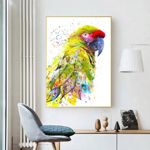 Animals Canvas Paintings Colorful Parrot Pictures Wall Art Fly Bird Posters for Kitchen Bedroom Living Room Library Office Home