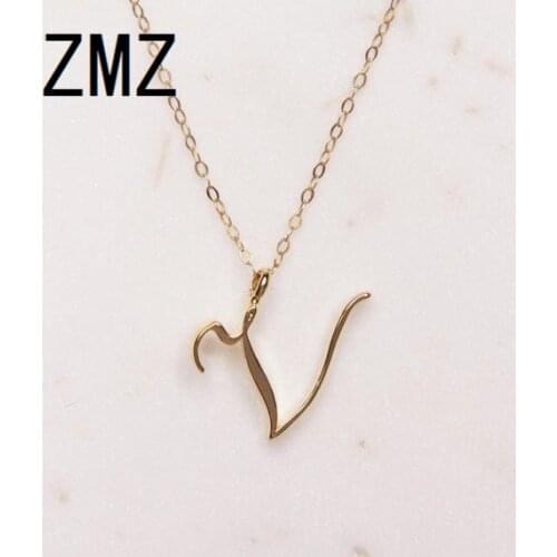 ZMZ 10pcs/lot 2019 Europe/US fashion English letter pendant lovely letter V text necklace gift for mom/girlfriend party jewelry