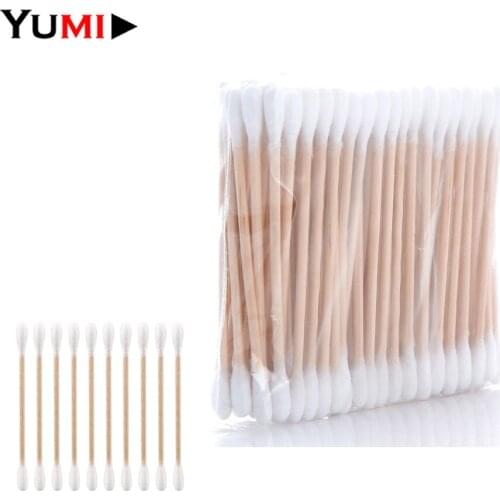 10 Bags Cleaning The Ears Wooden Cotton Swabs Cosmetic Cotton Buds Ear Head Health Makeup Cosmetics Clean Ear Cotton Stick Swab