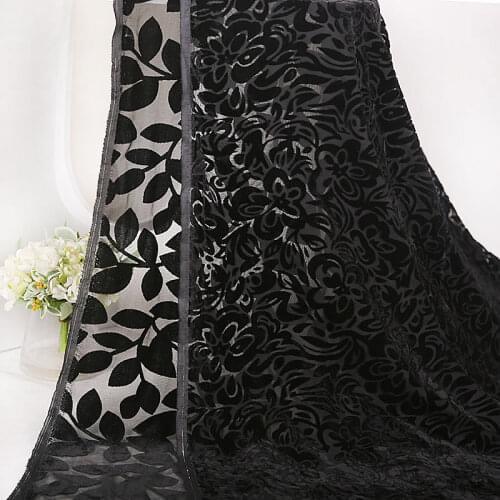 50cm/100cm*140cm Brocade Velvet Burnt-out Fabric Leaf Hollow Velvet Burnt Flower Imitation Silk Fabric for DIY Sewing Clothing