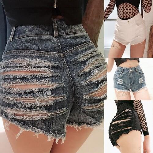 2021 New Summer Womens Denim Shorts Hot Pants Nightclubs Womens Sexy High Waist Ripped Jeans