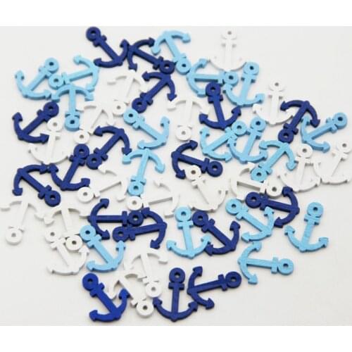 50PCS Mix Boat Anchor Wooden Buttons For Crafts Scrapbooking Accessories Craft Wood Buttons DIY Wedding Sewing Decoration