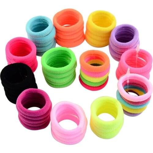 50pcs/lot Diameter 3 CM Baby Girls Solid Color Seamless Link Rope Infant Traceless Elastic Hairband DIY Kids Clothing Decoration