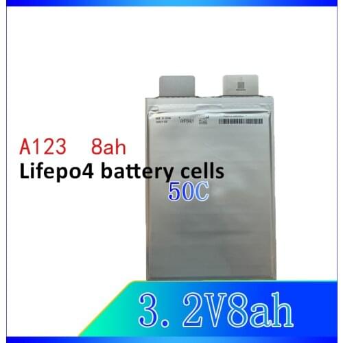4pcs 3.2V 8AH Lifepo4 Battery Cells Polymer Punch Pole a123 30C 50C Connections for Car 12V 24V Starting Battery