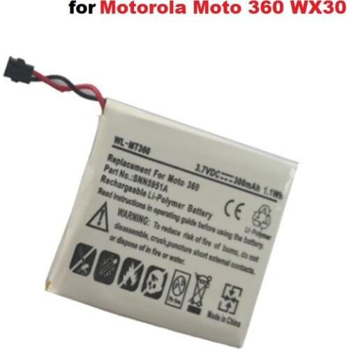3.7V 300mAh Battery SNN5951A for Smartwatch Motorola Moto 360 WX30 Smart Watch Li-Po Polymer Rechargeable Bateria Pack+Trackable