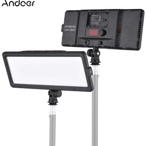 Andoer Super Slim LED Video Light Panel 3200K-5600K Bi-Color Dimmable Brightness with Cold Shoe Mount for Canon Nikon Sony DSLR