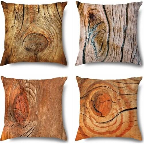 Artinlive Wood Grain Cushion Cover Yellow Geometry Pillow Case Nordic Pillowcover Sofa Bed Home Polyester Cushion