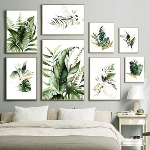 Banana Willow Monstera Brown Leaf Plants Wall Art Canvas Painting Nordic Posters And Prints Wall Pictures For Living Room Decor